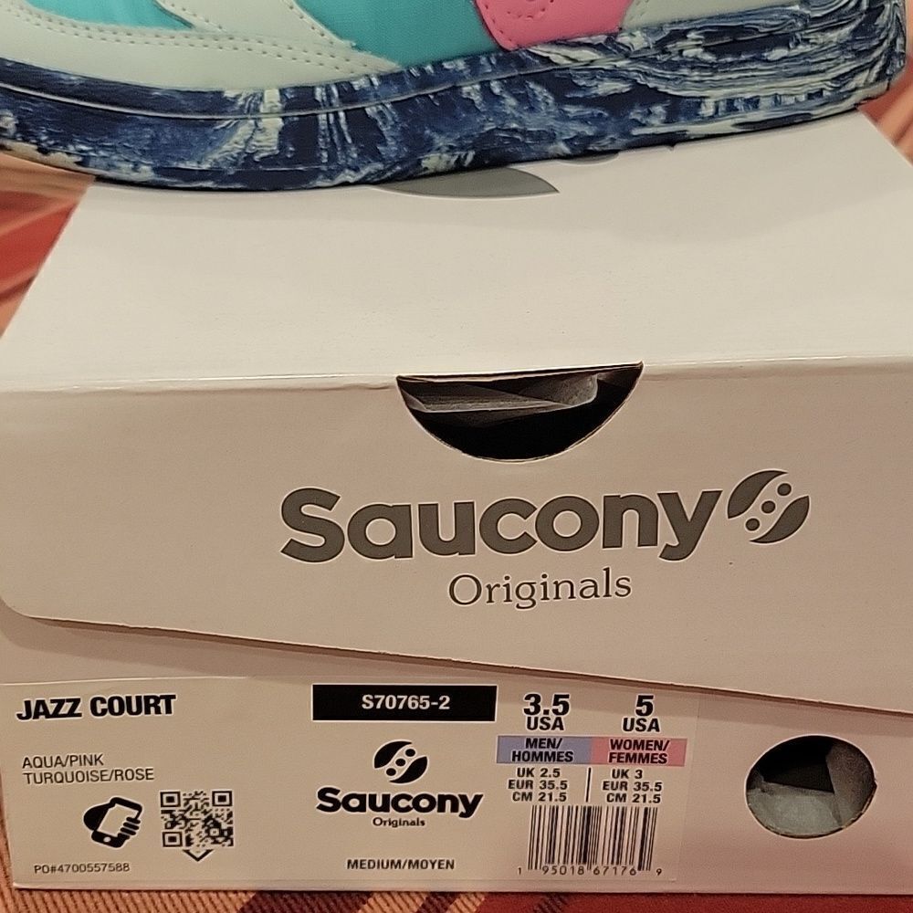 Saucony Jazz Court Sneaker In Aqua/pink unisex - Picture 4 of 5